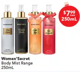 Amcal Pharmacies Women'Secret Body Mist Range offer