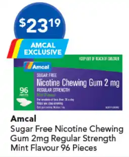 Amcal Pharmacies Amcal Sugar Free Nicotine Chewing Regular Strength Mint Flavour offer