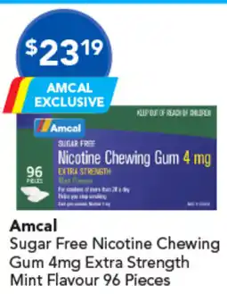 Amcal Pharmacies Amcal Sugar Free Nicotine Chewing Gum Extra Strength Mint Flavour offer