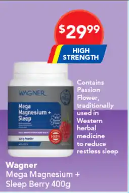 Amcal Pharmacies Wagner Mega Magnesium + Sleep Berry 400g offer