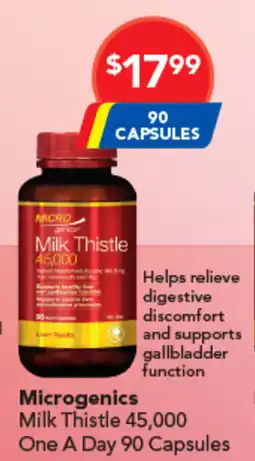Amcal Pharmacies Microgenics Milk Thistle 45,000 offer
