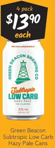 Cellarbrations Green Beacon Subtropic Low Carb Hazy Pale Cans offer