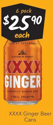 Cellarbrations XXXX Ginger Beer Cans offer