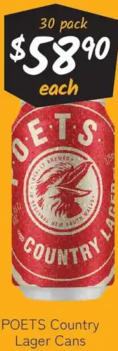 Cellarbrations POETS Country Lager Cans offer