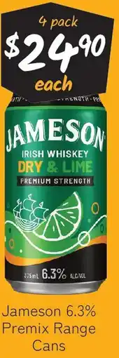 Cellarbrations Jameson 6.3% Premix Range Cans offer