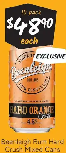 Cellarbrations Beenleigh Rum Hard Crush Mixed Cans offer