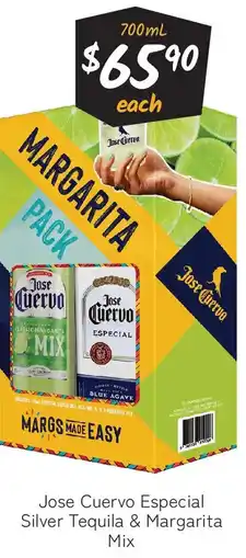 Cellarbrations Jose Cuervo Especial Silver Tequila & Margarita Mix offer