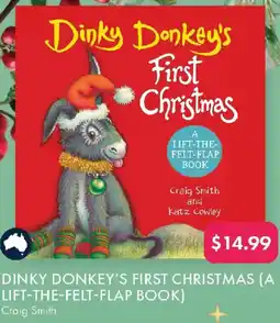 QBD Dinky donkey's first christmas a lift-the- felt-flap book craig smith offer