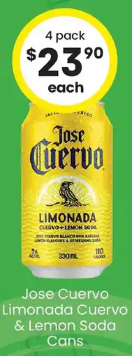 The Bottle O Jose Cuervo Limonada Cuervo & Lemon Soda Cans offer