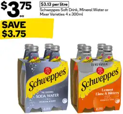 Woolworths Schweppes Soft Drink, Mineral Water or Mixer Varieties offer