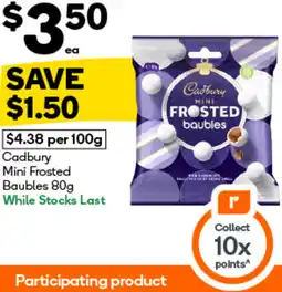 Woolworths Cadbury Mini Frosted Baubles offer