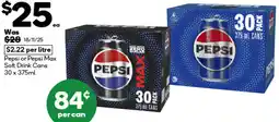 Woolworths Pepsi or Pepsi Max Soft Drink Cans offer