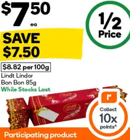 Woolworths Lindt Lindor Bon Bon offer