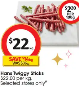 Coles Hans Twiggy Sticks offer