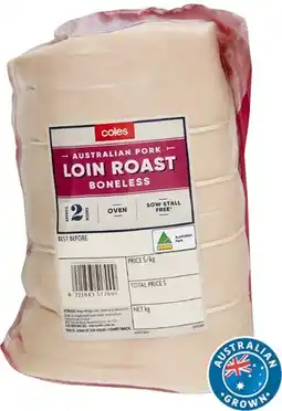 Coles Coles Australian Pork Loin Roast Boneless offer