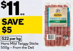 Woolworths Hans Mild Twiggy Sticks offer
