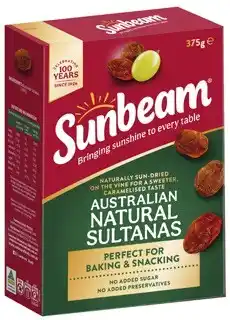 Coles Sunbeam Australian Natural Sultanas 375g offer