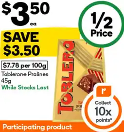 Woolworths Toblerone Pralines offer