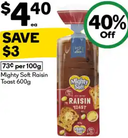 Woolworths Mighty Soft Raisin Toast offer