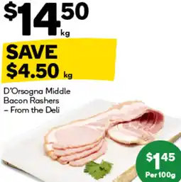Woolworths D'Orsogna Middle Bacon Rashers offer