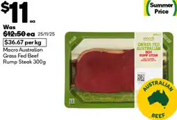 Woolworths Macro Australian Grass Fed Beef Rump Steak offer