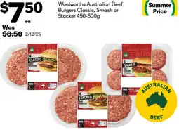 Woolworths Woolworths Australian Beef Burgers Classic, Smash or Stacker offer