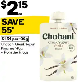 Woolworths Chobani Greek Yogurt Pouches offer