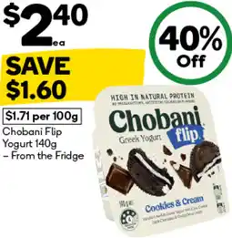 Woolworths Chobani Flip Yogurt offer