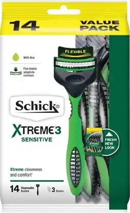 Coles Schick Xtreme 3 Disposable Sensitive Razors offer