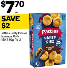 Woolworths Patties Party Pies or Sausage Rolls offer