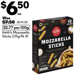 Woolworths Keith’s Mozzarella Sticks offer