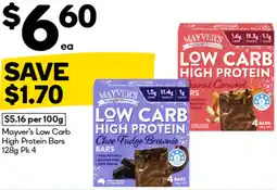 Woolworths Mayver’s Low Carb High Protein Bars offer