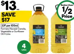Woolworths Farmers Harvest Canola, Vegetable or Sunflower Oil offer