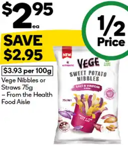 Woolworths Vege Nibbles or Straws offer