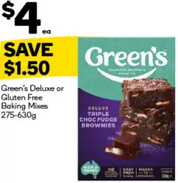 Woolworths Green’s Deluxe or Gluten Free Baking Mixes offer