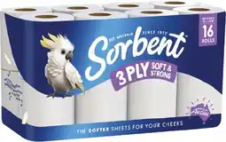 Coles Sorbent 3-Ply Soft & Strong Toilet Paper 16 Pack offer