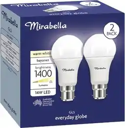 Coles Mirabella 14W GLS LED Light Globes offer