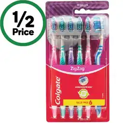 Woolworths Colgate Manual Toothbrush Zig Zag Medium Pk 6 offer