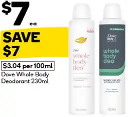 Woolworths Dove Whole Body Deodorant offer