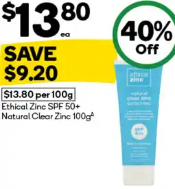 Woolworths Ethical Zinc SPF 50+ Natural Clear Zinc offer