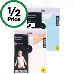 Woolworths Bonds Baby Singletsuit Assorted Pk 2 offer