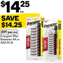 Woolworths Energizer Max Batteries AA or AAA offer