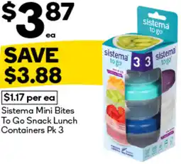 Woolworths Sistema Mini Bites To Go Snack Lunch Containers offer