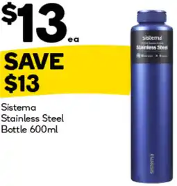 Woolworths Sistema Stainless Steel Bottle offer