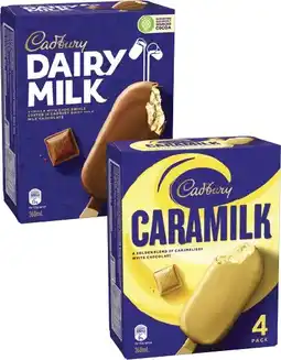 Coles Cadbury Dairy Milk Sticks 4 Pack-6 Pack 300mL-360mL offer