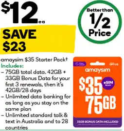 Woolworths amaysim Starter Pack offer