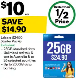 Woolworths Lebara Starter Packs offer