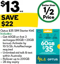 Woolworths Optus SIM Starter Kit offer