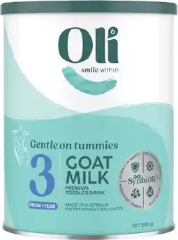 Coles Oli6 Goat Milk Stage 3 Premium Toddler Drink offer