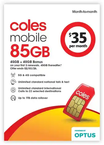 Coles Coles Mobile offer